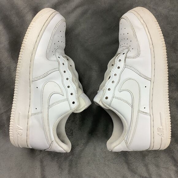 Nike Air Force 1 Low Top Sneaker Shoes White Leather Women’s 7 Mens 5.5 NO LACES - Picture 3 of 11